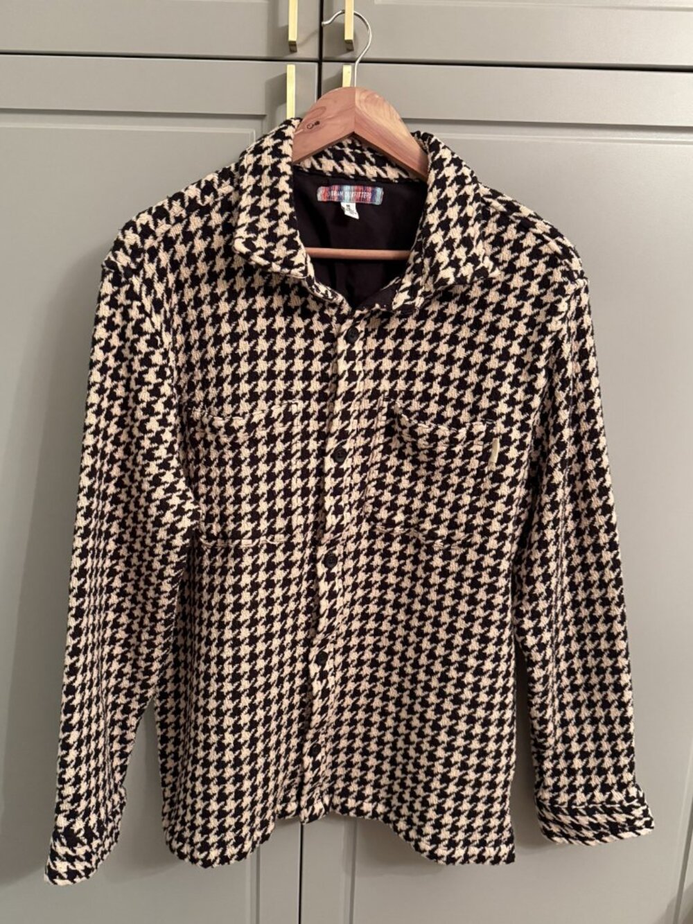Men's Urban Outfitters Black/Tan Herringbone Shirt Jacket